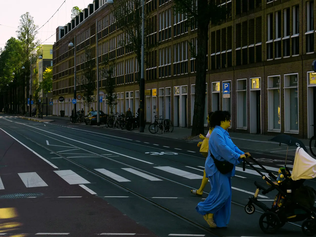 Someone crossing with a pushchair