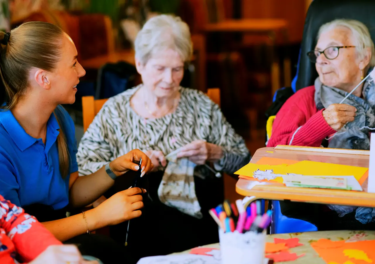 Knitting together at the table