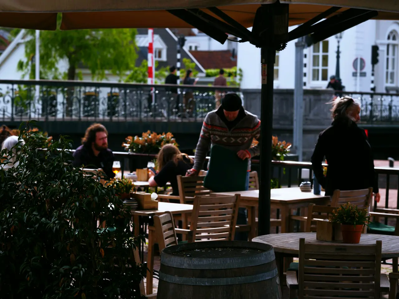 A terrace by the water
